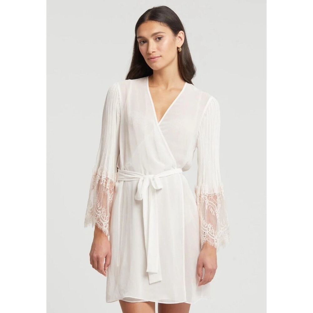 Anthropologie Rya Collection Robe Size S Sheer Lace Ivory Ethereal Fairy Bridal